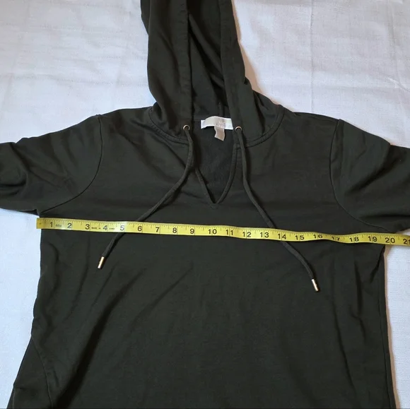 Michael Michael Kors Olive Green V-Neck Hoodie Crossover Hem Size Medium - Picture 4 of 8